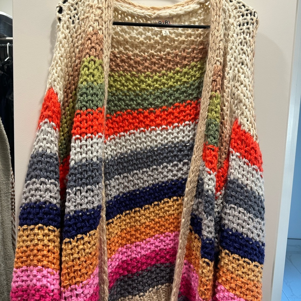 BiBi Multicolor Striped Knit Cardigan
